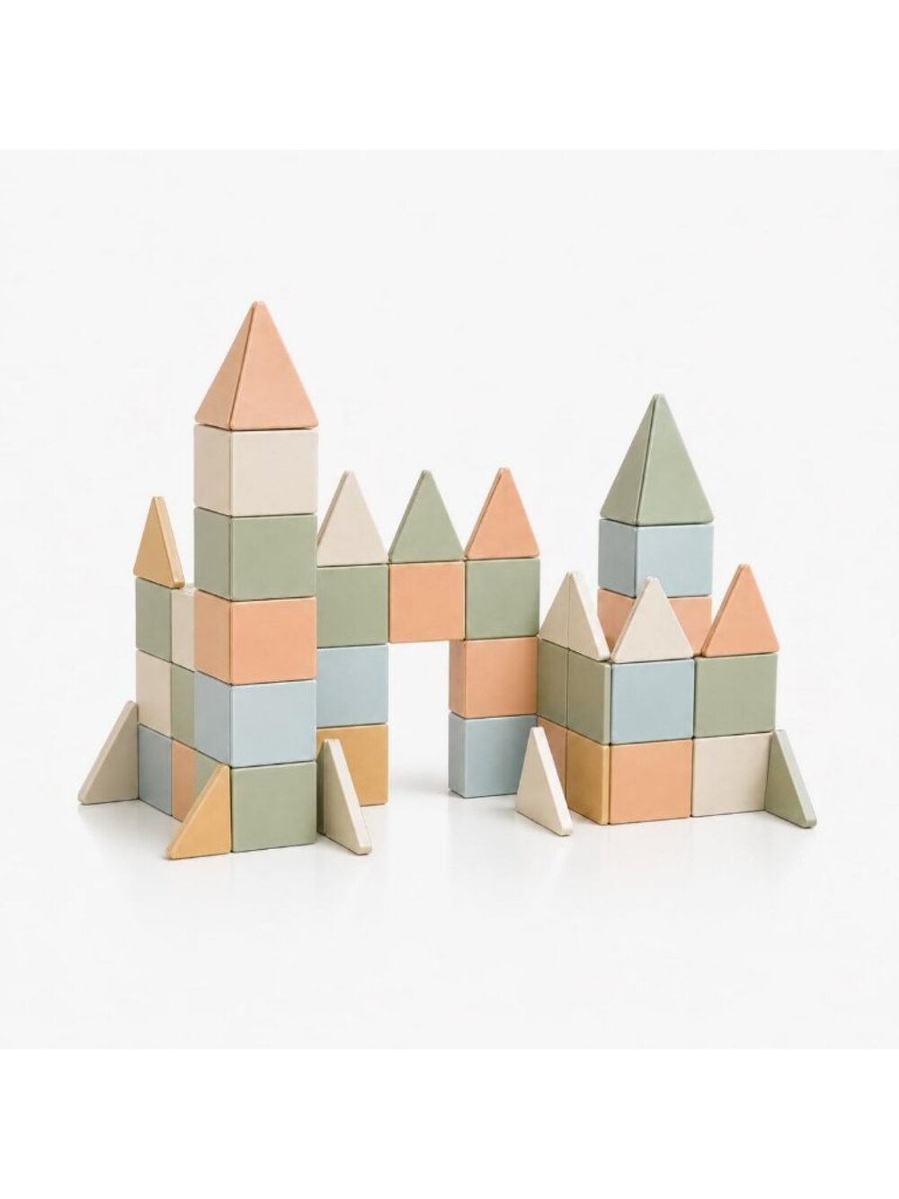 Magnetic Building Tiles Playset - 60 Opaque 3D Aesthetic Construction Blocks